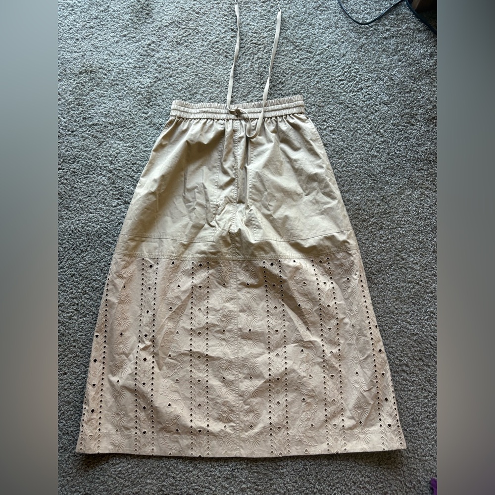 See by Chloé Cream Eyelet Maxi Skirt with Drawstring Waist